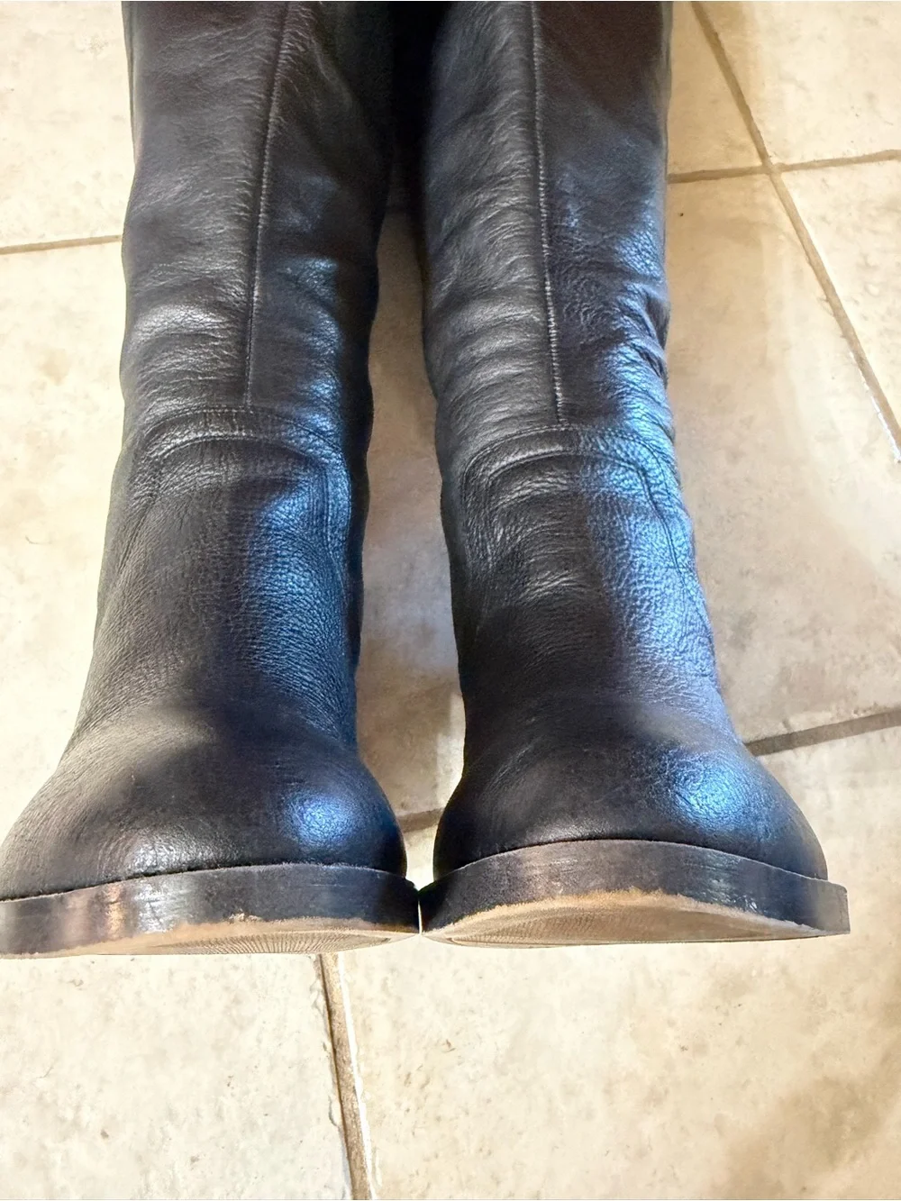 Franco Sarto Black Leather Over-the-Knee Boots WIDE CALF